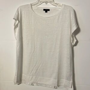 J Crew Women’s Cream Color Cap Sleeve Linen Tee - large - soft classy business